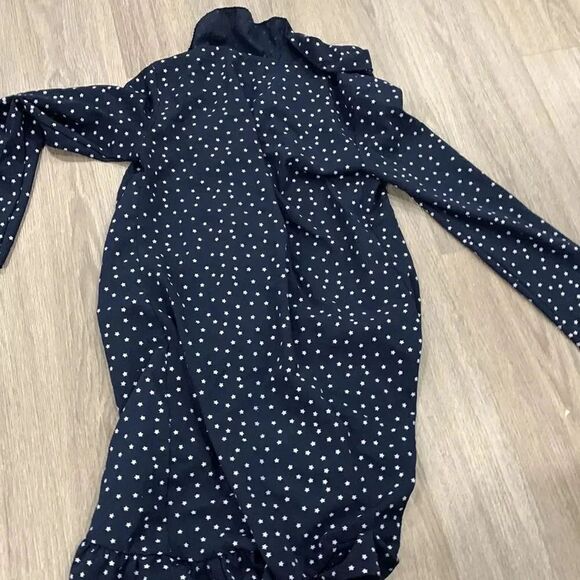 3/$25 ✺ Navy wrap dress stars ruffles  crossover long sleeve  small - Picture 7 of 7